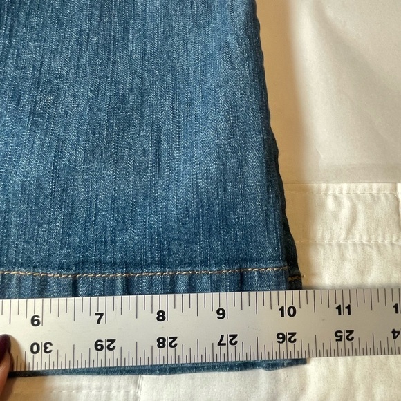 Theory Straight Wide Leg Flare Denim Trousers Jeans Womens 6 Blue Cotton Stretch - Picture 14 of 16